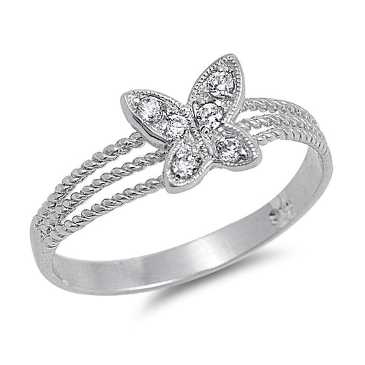 Silver CZ Ring - Butterfly