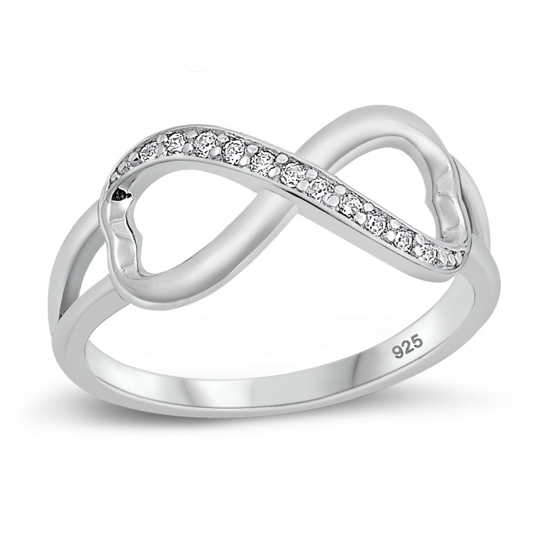 Silver CZ Ring - Infinity Heart