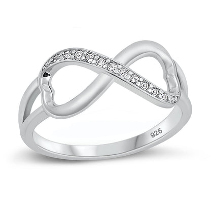 Silver CZ Ring - Infinity Heart