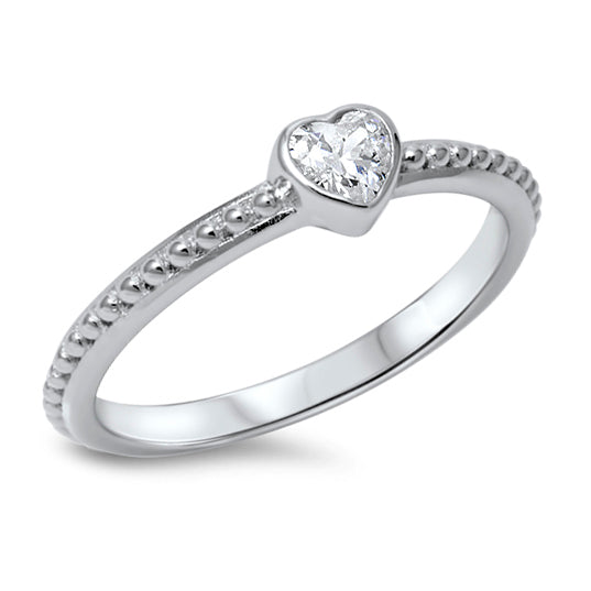 Silver CZ Ring - Heart