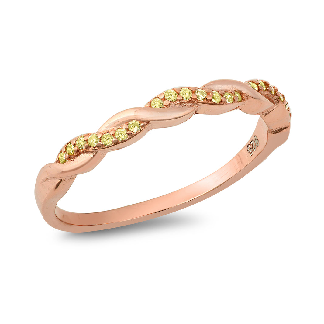 Silver CZ Ring - Twisted Band