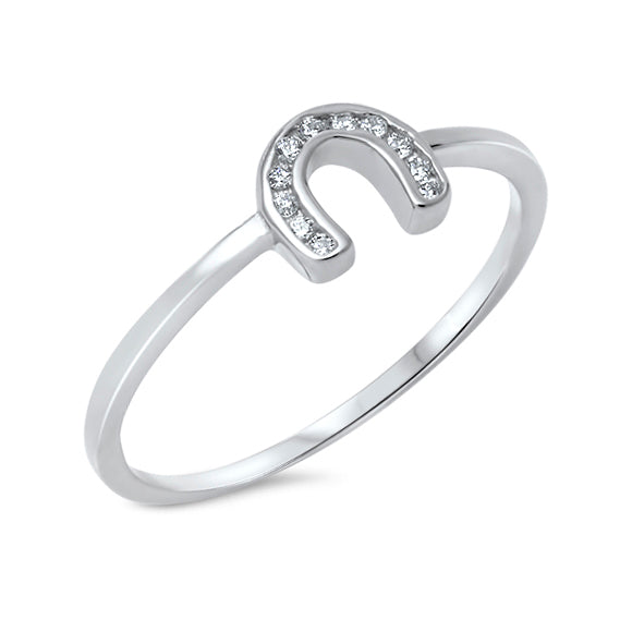 Silver CZ Ring - Horseshoe