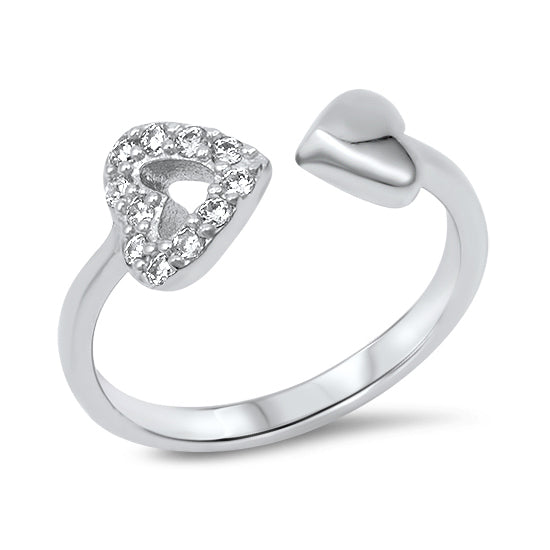 Silver CZ Ring - Hearts