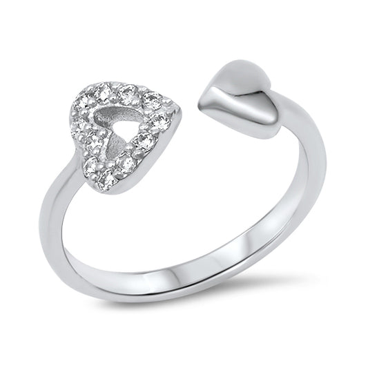 Silver CZ Ring - Hearts