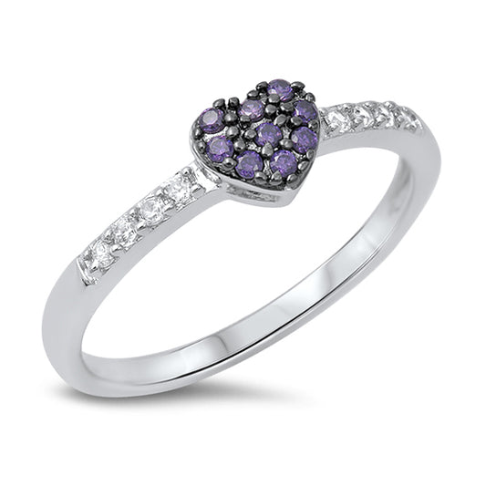 Silver CZ Ring - Heart