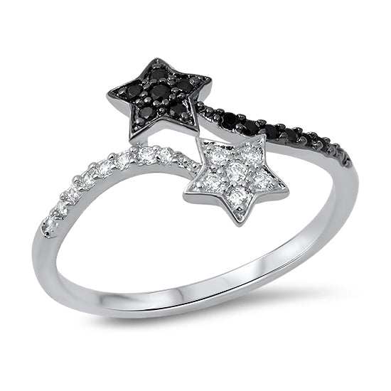 Silver CZ Ring - Two Stars