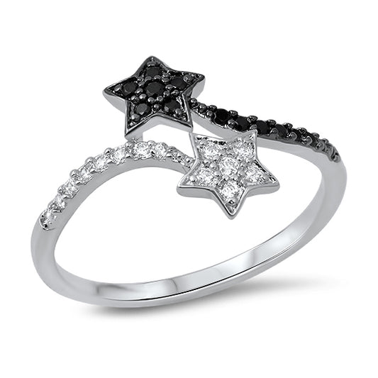 Silver CZ Ring - Two Stars
