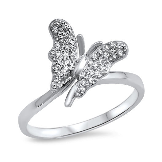 Silver CZ Ring - Butterfly