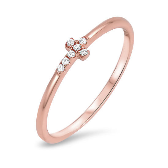 Silver CZ Ring - Sideways Cross
