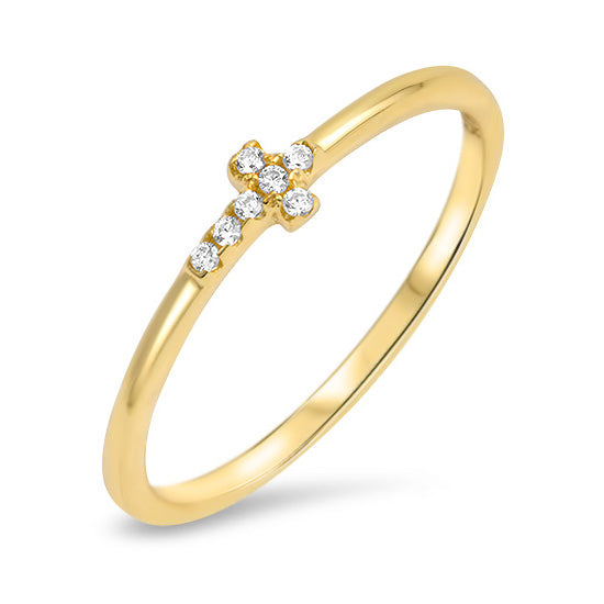 Silver CZ Ring - Sideways Cross