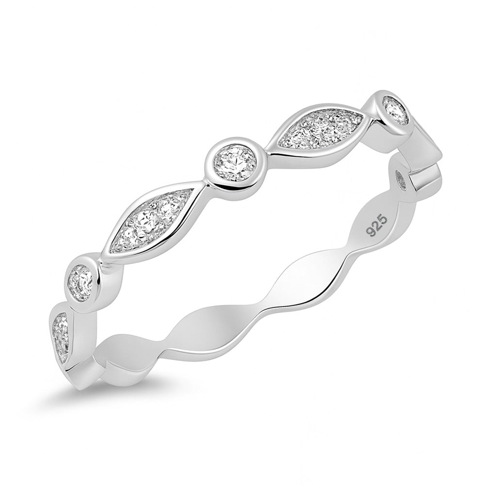 Silver CZ Ring - Marquis and Circle