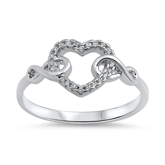Silver CZ Ring - Heart