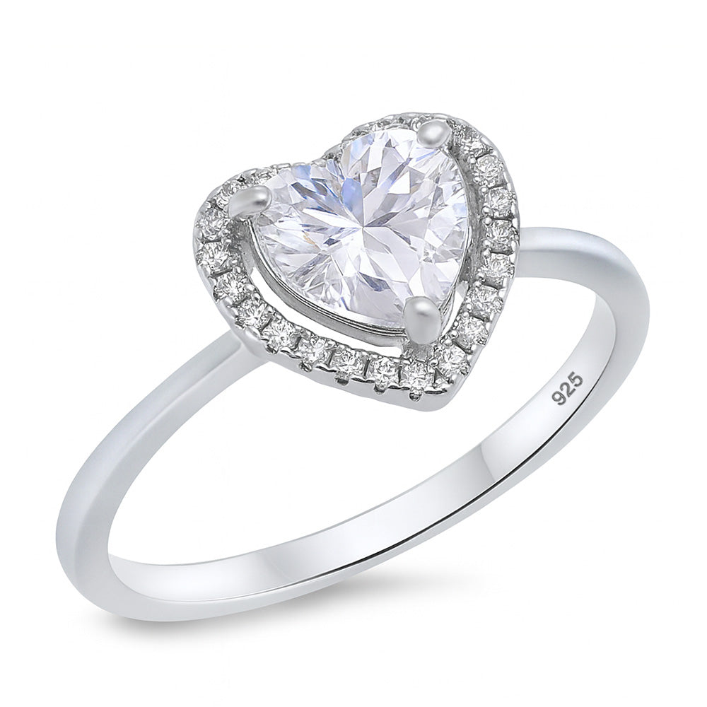 Silver CZ Ring - Heart