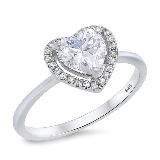 Silver CZ Ring - Heart