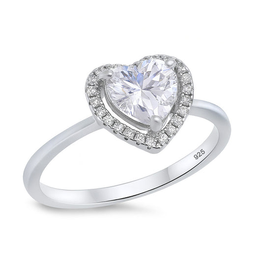 Silver CZ Ring - Heart