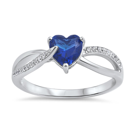 Silver CZ & Opal Ring - Heart