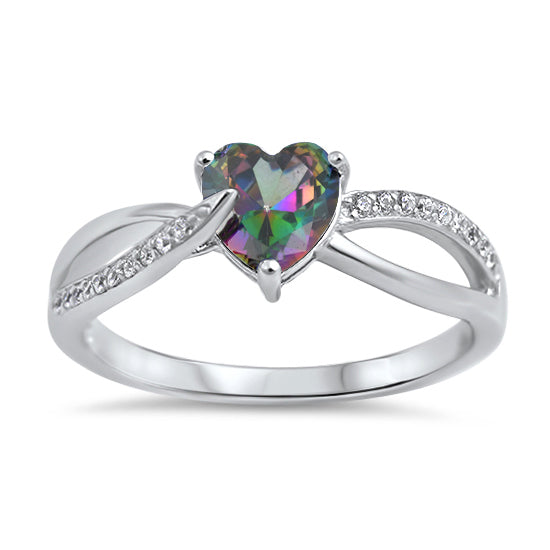 Silver CZ  Ring - Heart