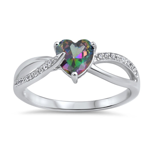 Silver CZ  Ring - Heart