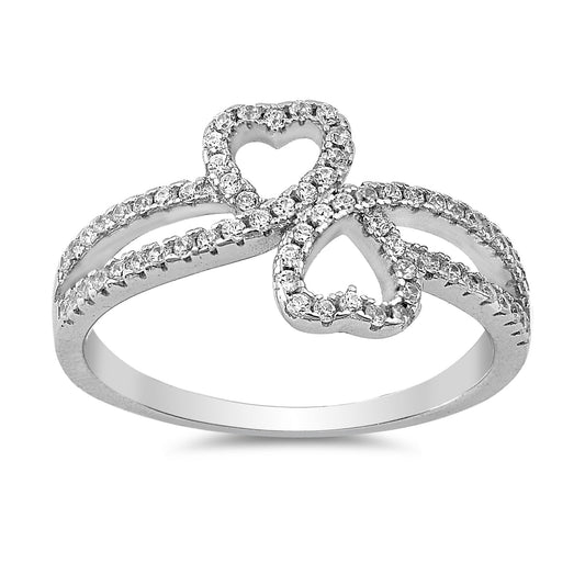 Silver Ring W/ CZ - Hearts