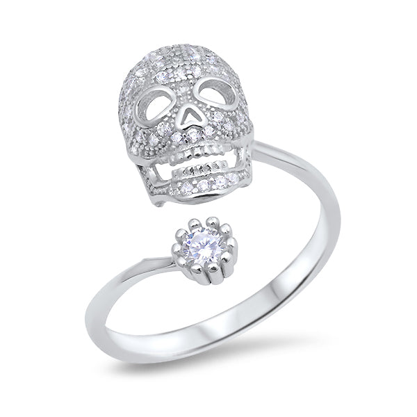 Silver CZ Ring - Skull