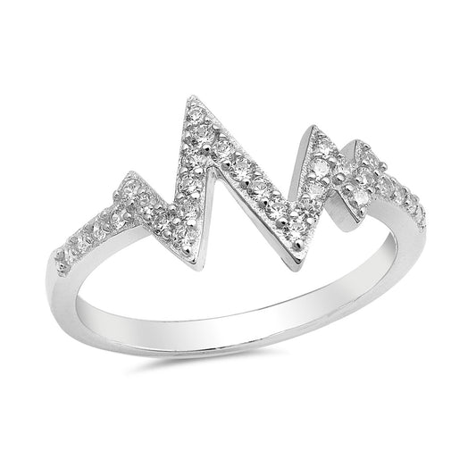 Silver CZ Ring - Heartbeat