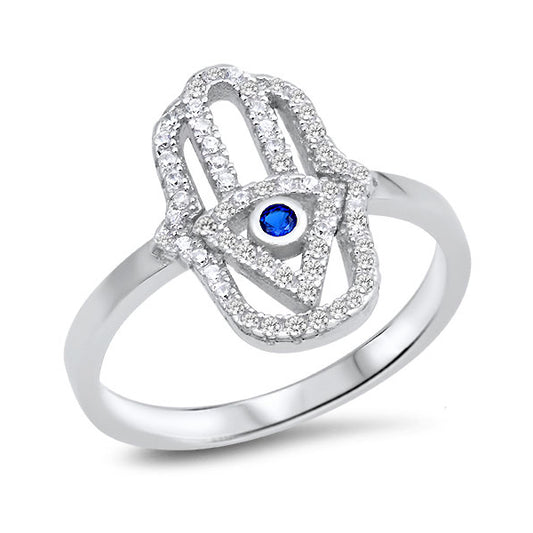 Silver CZ Ring - Hamsa