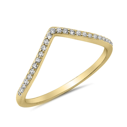 Silver Ring W/ CZ - V Shape
