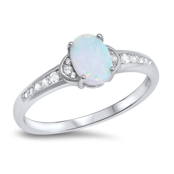 Silver CZ & Opal Ring