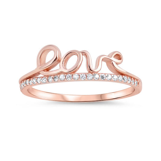 Silver CZ Ring - Love