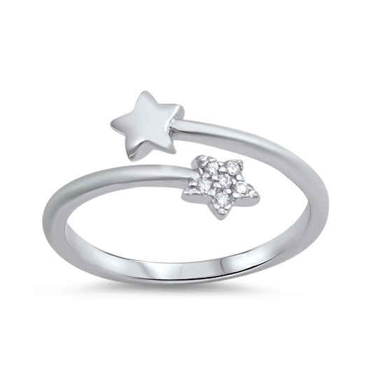 Silver Ring W/ CZ - Stars