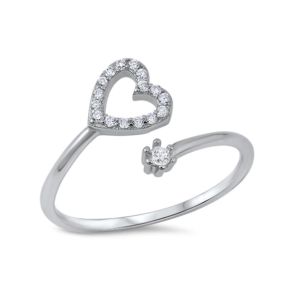 Silver CZ Ring - Heart