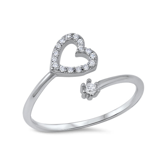 Silver CZ Ring - Heart