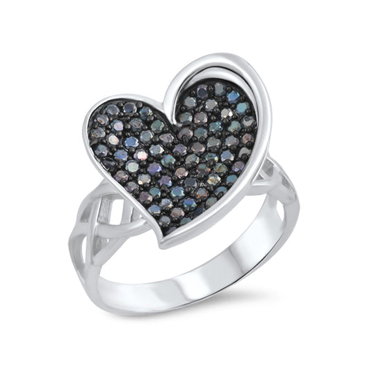 Silver CZ Ring - Heart