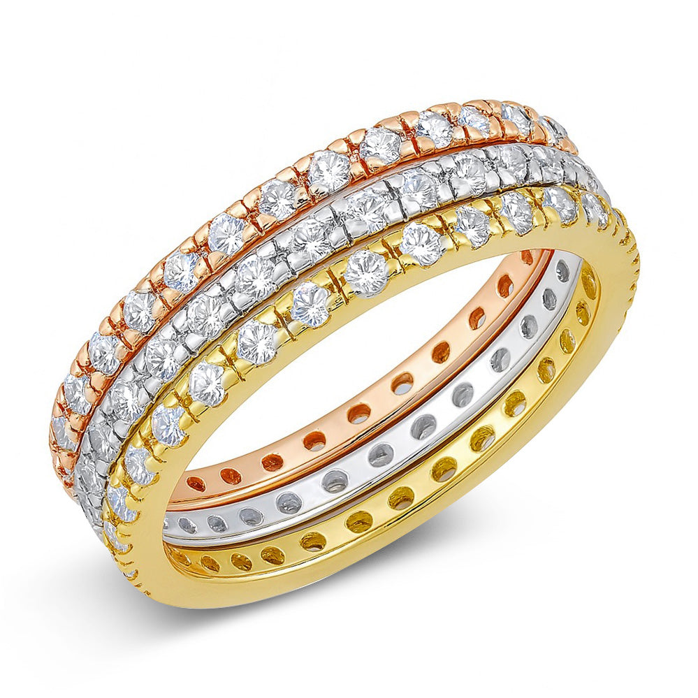 Silver Ring - 3 Color Bands