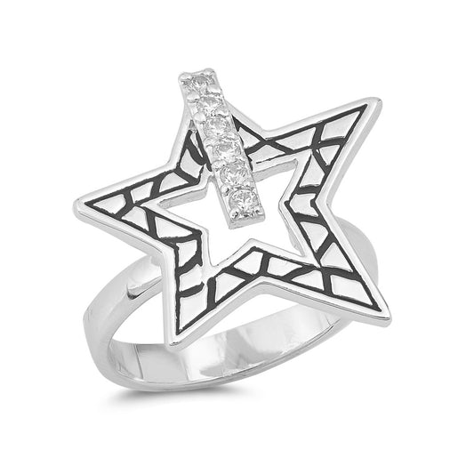 Silver CZ Ring - Star