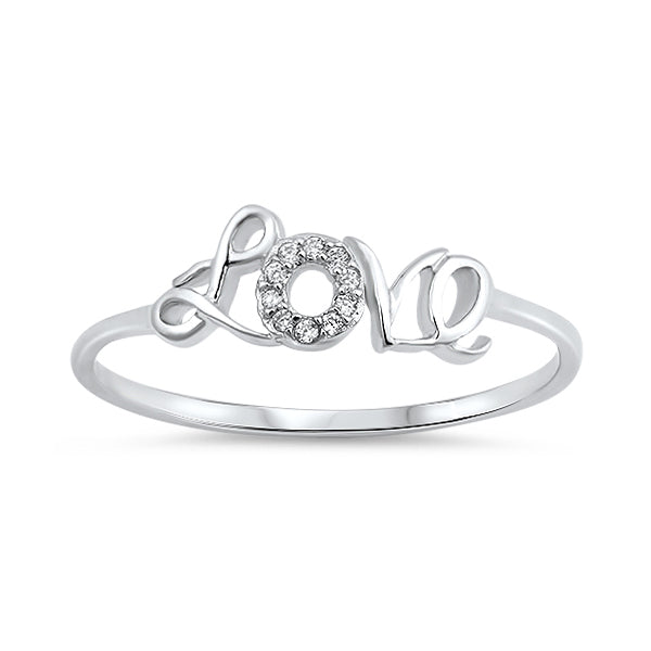 Silver CZ Ring - Love