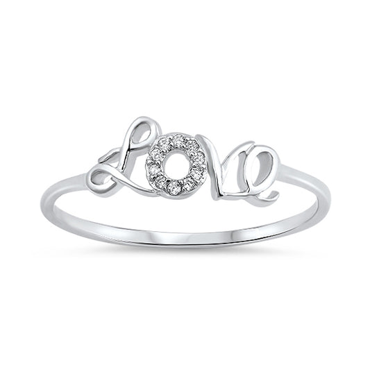 Silver CZ Ring - Love