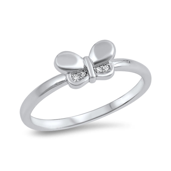 Silver Ring W/ CZ - Butterfly