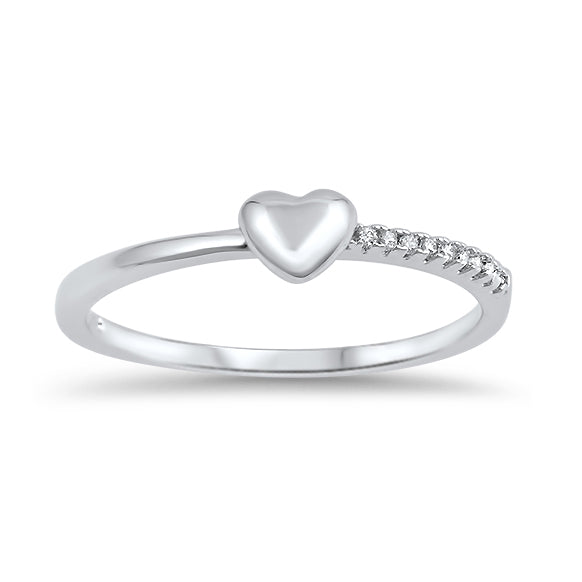 Silver Ring W/ CZ - Heart