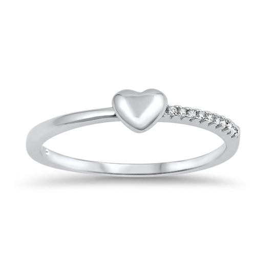 Silver Ring W/ CZ - Heart