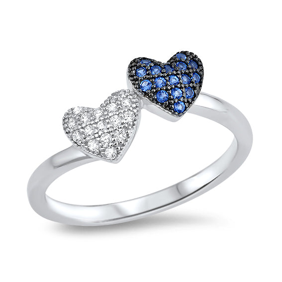 Silver Ring W/ CZ - Hearts