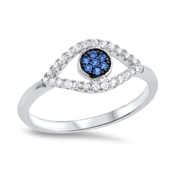 Silver Ring W/ CZ - Evil Eye