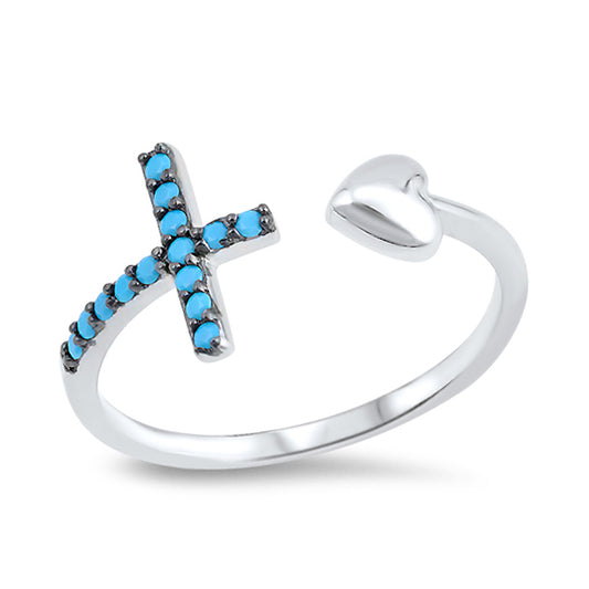 Silver Ring W/ CZ - Cross and Heart