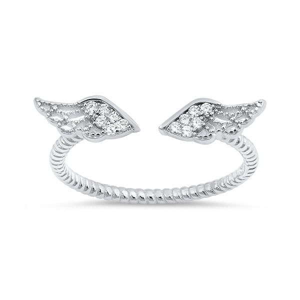 Silver CZ Ring - Angel Wings