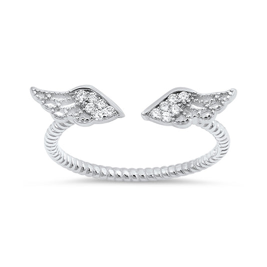 Silver CZ Ring - Angel Wings