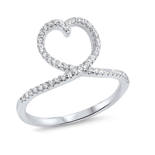 Silver CZ Ring - Heart