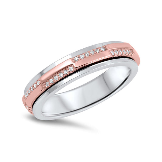 Silver Ring W/ CZ - Spinner