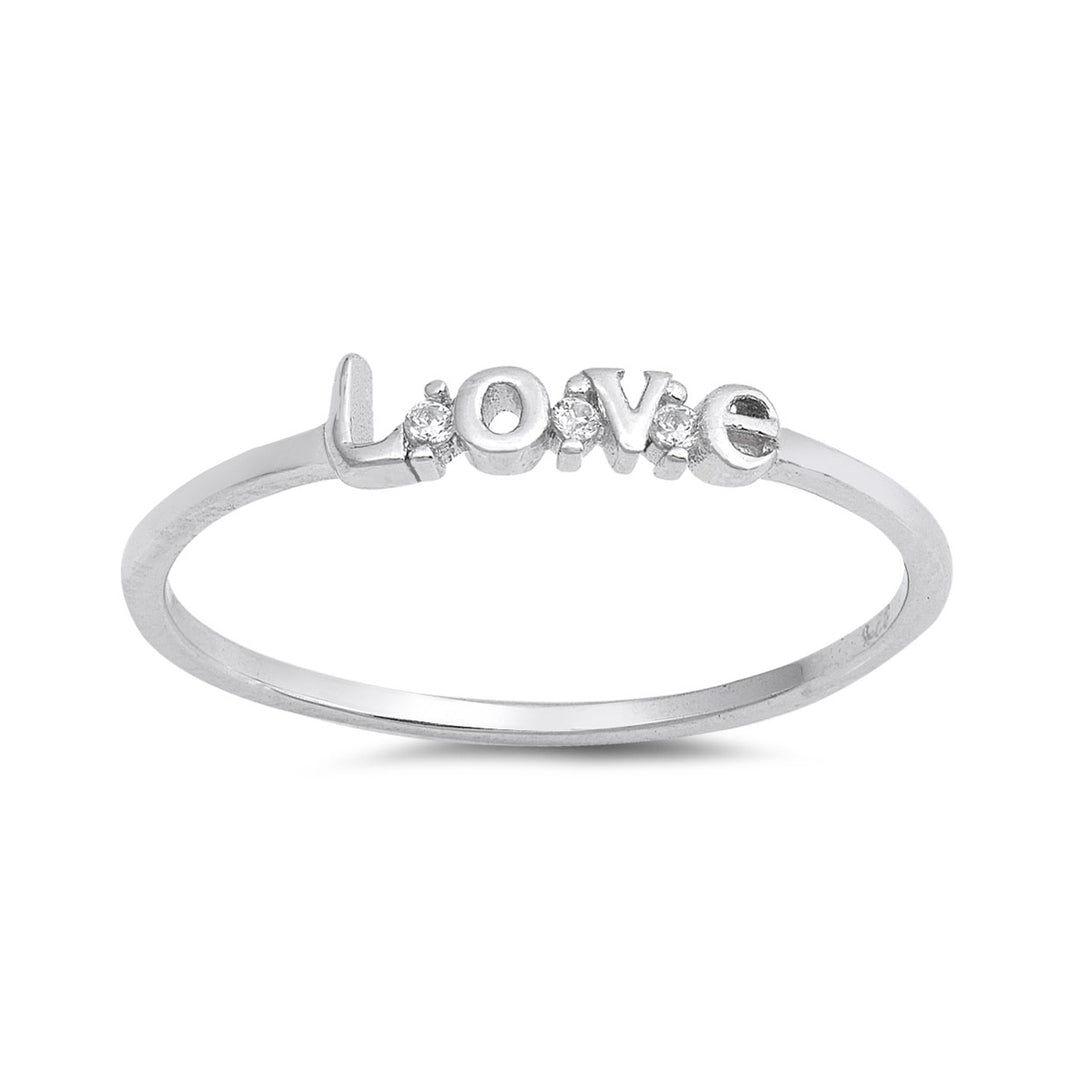 Silver CZ Ring - Love