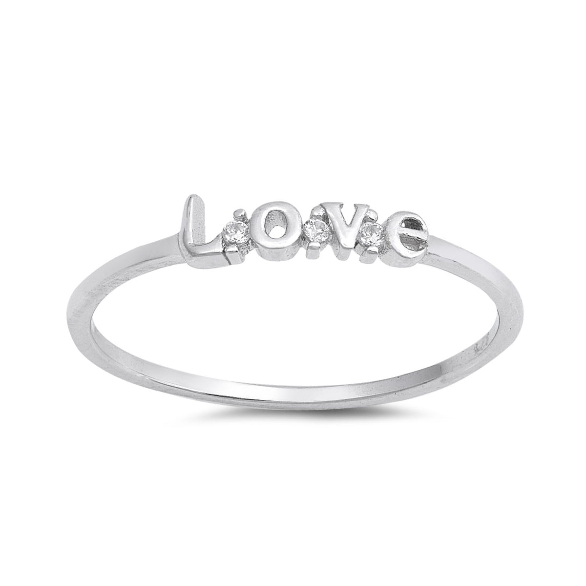 Silver CZ Ring - Love
