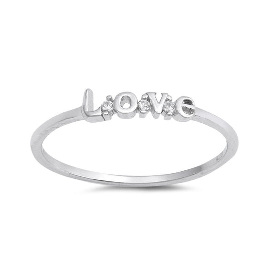 Silver CZ Ring - Love